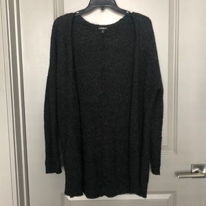 Express long, thick knit cardigan in grey - S